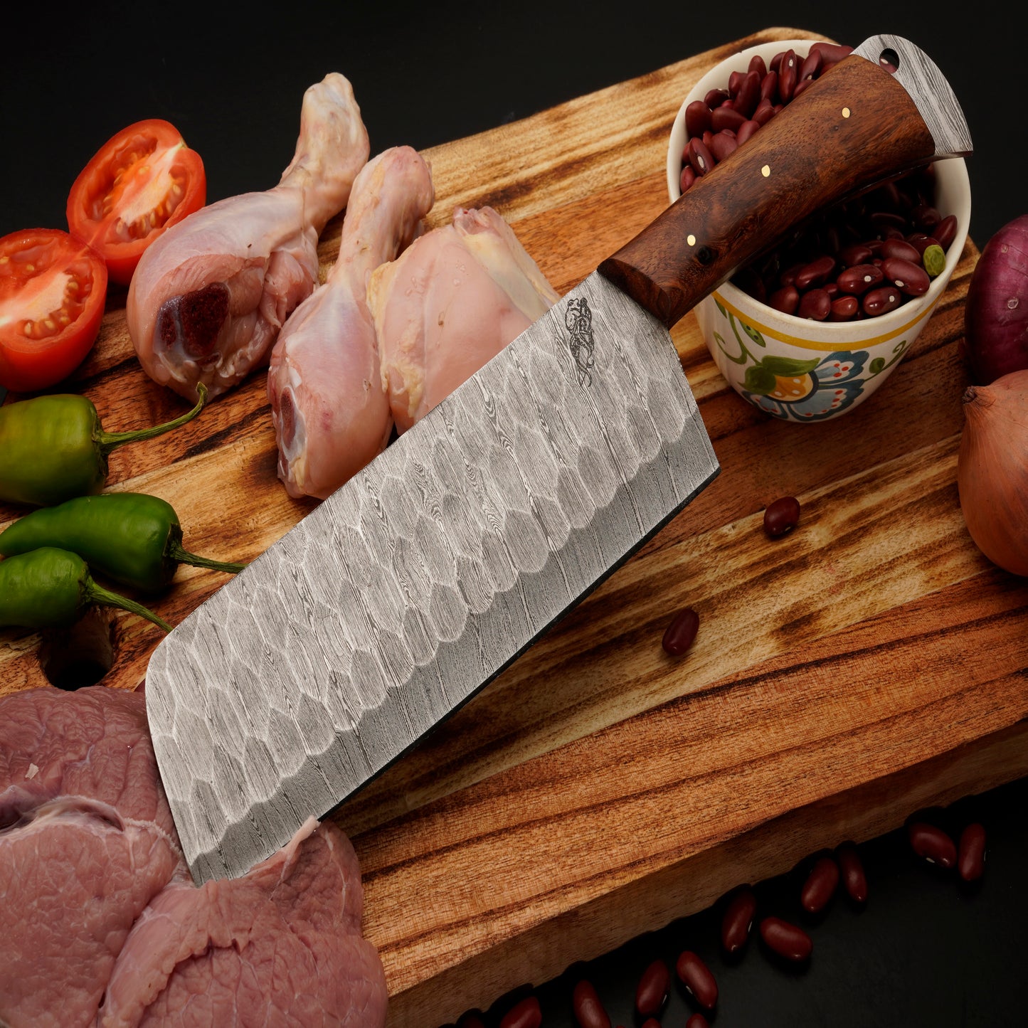 Panama Damascus 5 Piece Chef Knife Set & Leather Roll