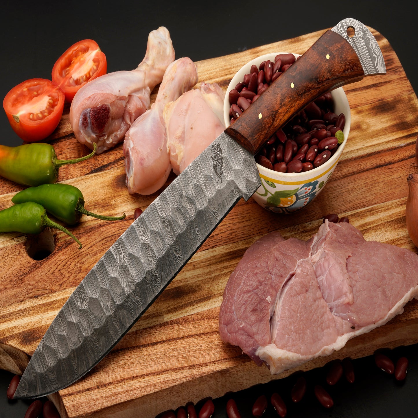 Panama Damascus 5 Piece Chef Knife Set & Leather Roll