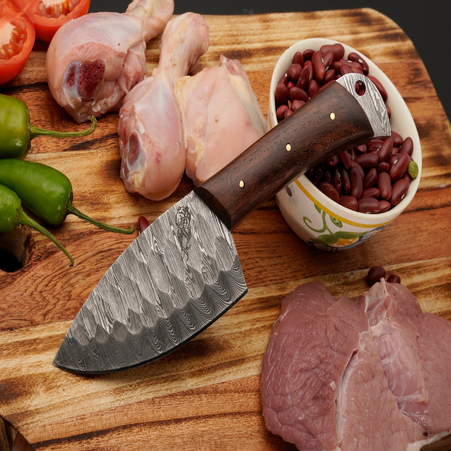 Panama Damascus 5 Piece Chef Knife Set & Leather Roll
