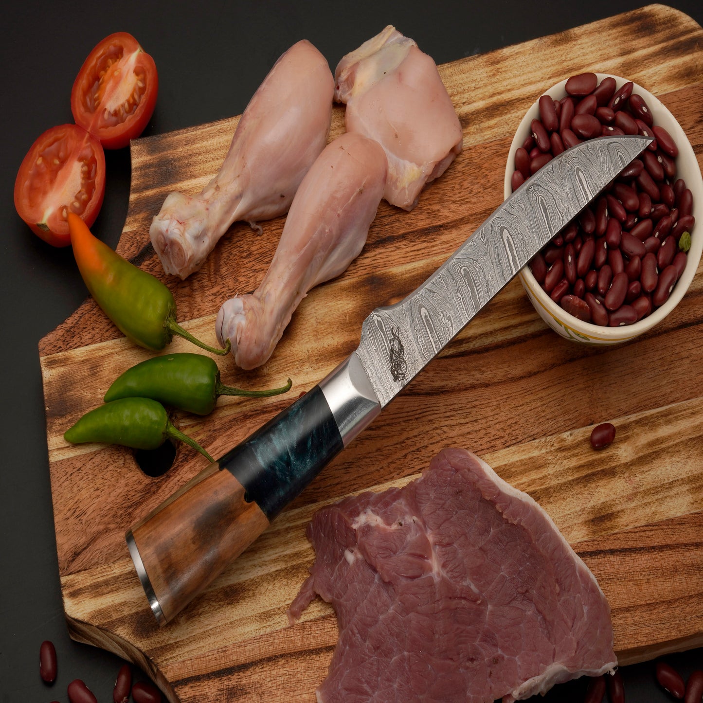 The Palla 6 Piece Damascus Chef Knife Set & Leather Roll