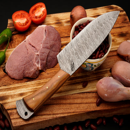 The Losefo 3 Piece Damascus Chef Knife Set & Leather Roll