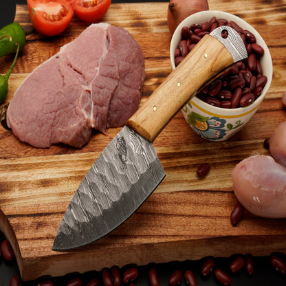 The Pippa 5 Piece Damascus Chef Knife Set & Leather Roll