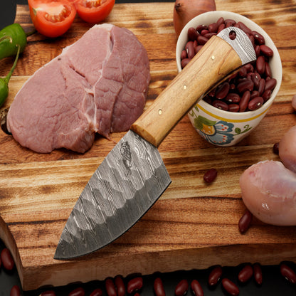 The Losefo 3 Piece Damascus Chef Knife Set & Leather Roll