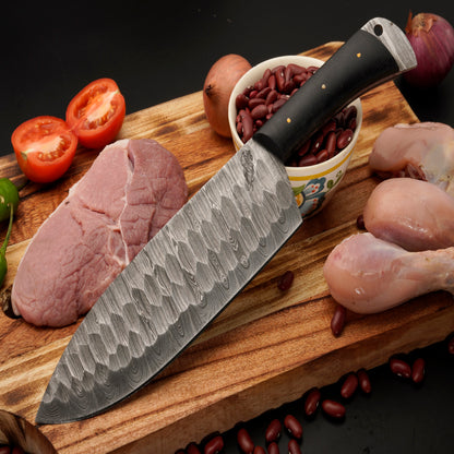Puma Damascus 5 Piece Chef Knife Set & Leather Roll - Micarta Handle