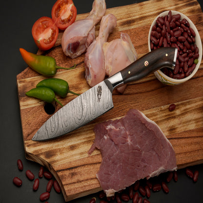 The Lavender 4 Piece Damascus Chef Knife Set & Leather Roll