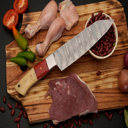 The Gemma 5 Piece Damascus Chef Knife Set & Leather Roll