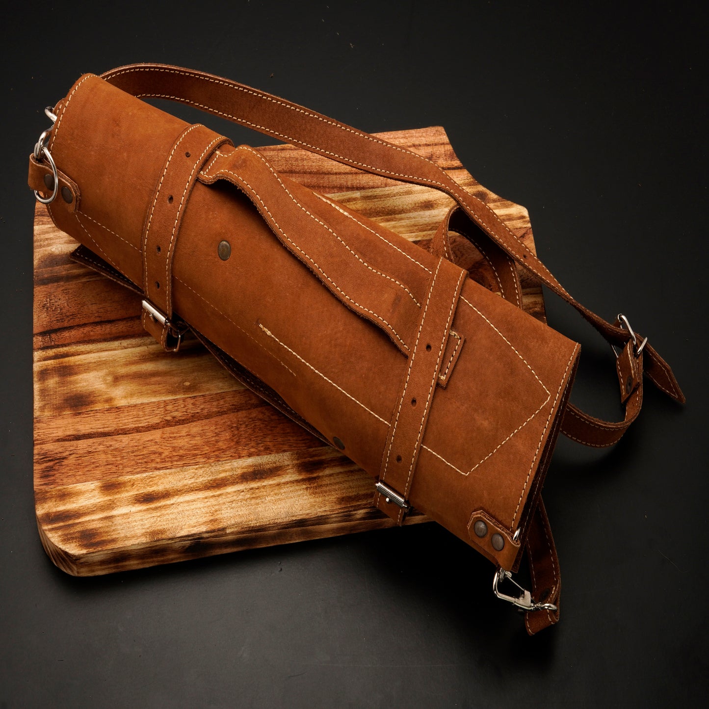 The Roma 5 Piece Damascus Chef Knife Set & Leather Roll